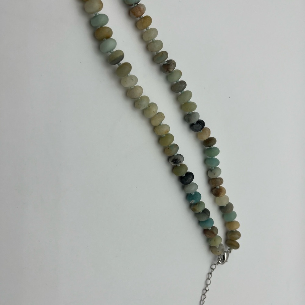 Green and Blue Natural Stone Necklace with Silver Clasp